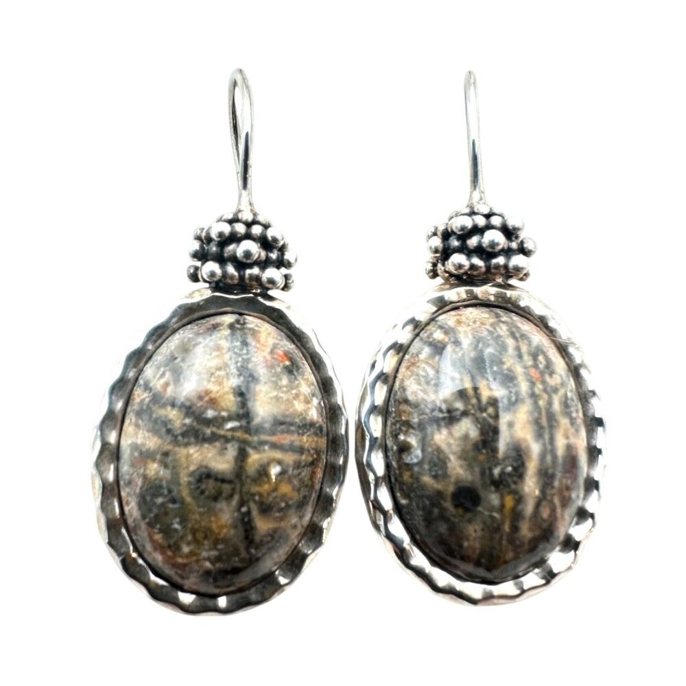 Michael Dawkins Womens Earrings Sterling Silver Jasper 1.5" Pierced Chandelier